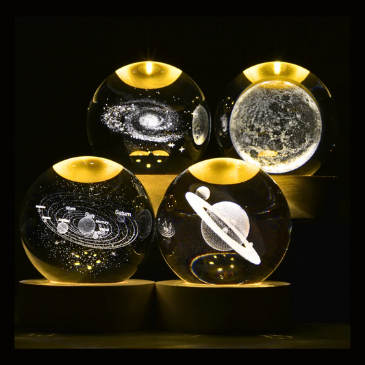 1 Pc USB LED Galaxy Crystal Ball Lamp | 3D Planet Moon Night Light | Bedroom & Party Home Decor | Kids Birthday Gift (Random Design)