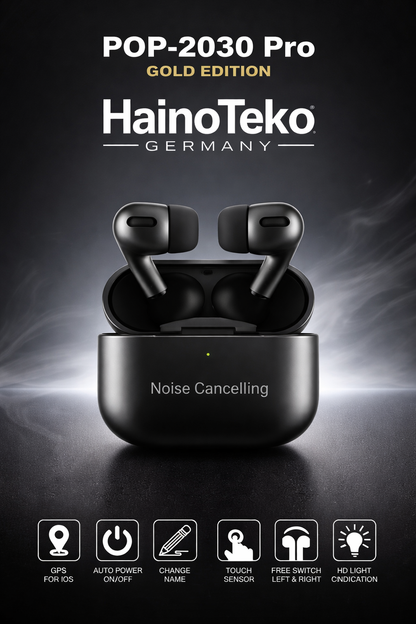 Haino Teko POP-2030 Pro Gold Edition Wireless Earbuds – Noise Cancelling, Touch Control