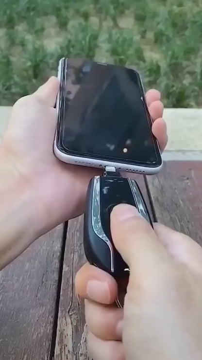 1500Mah Portable Keychain Power Bank With Telescopic Plug Design And One Button Shrink Feature For iPhone - Without Cable | (Random Colour)